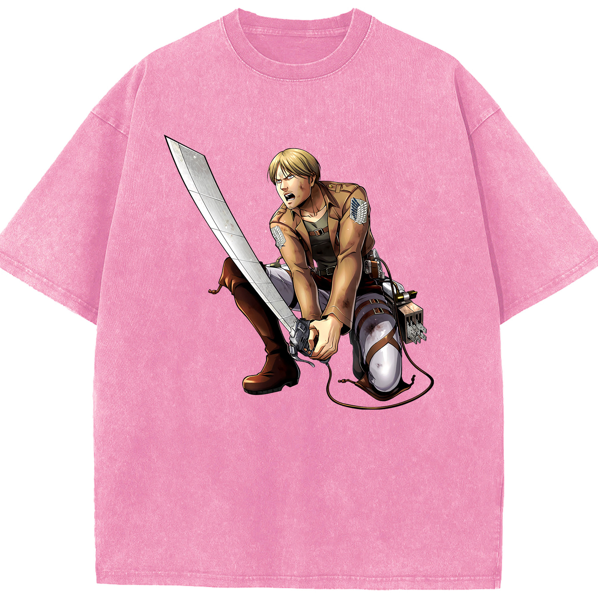 （画像用） 進撃の巨人 ミケ·ザカリアス Attack on Titan Mike Zakarius 綿100% ヴィンテージ風 半袖Tシャツ（フロントプリント）